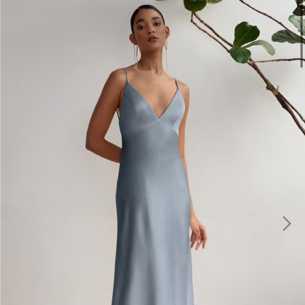 Jenny Yoo Bellini Chambray Slip Dress size 16 - light blue slip dress low back
